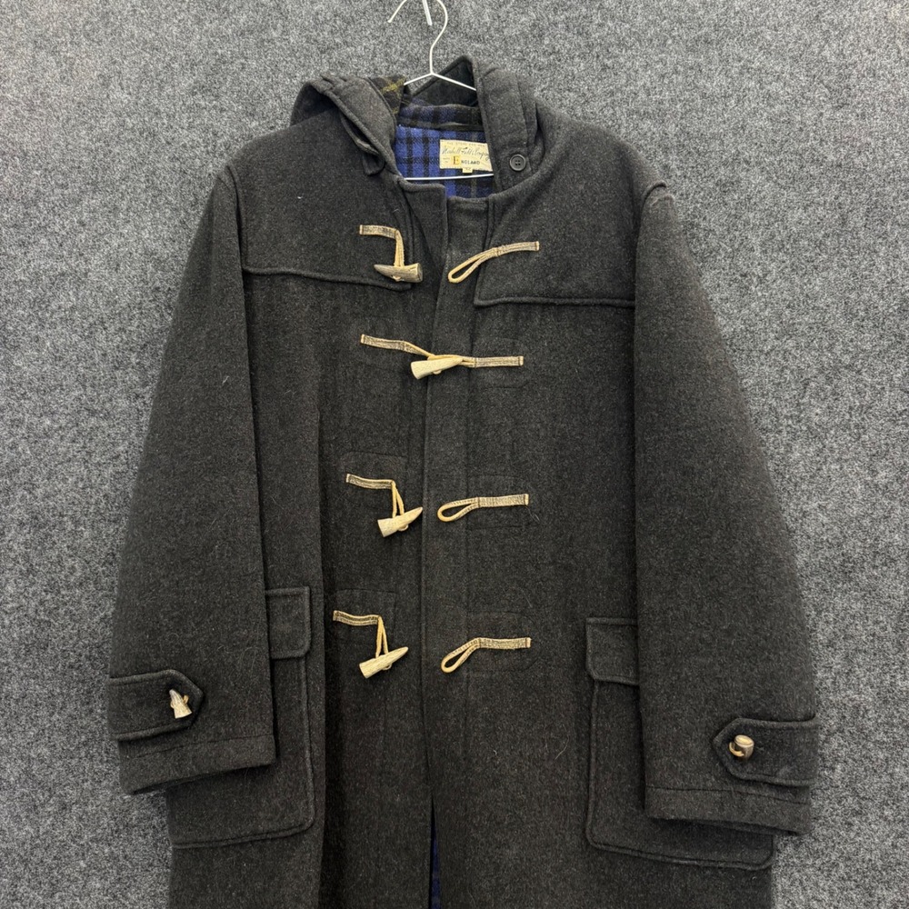 Vintage Marshall Field & Company Wool Duffle Coat Made in England Grey 42 1950s